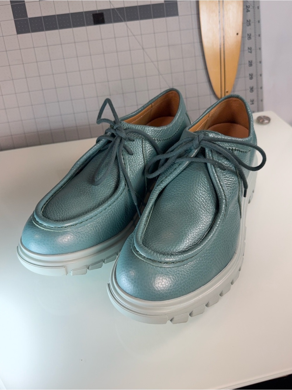Men's Teal Casual Leather Shoes - Picture 2 of 15